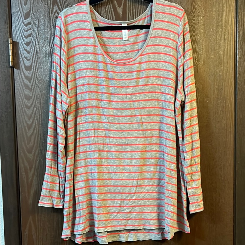 LuLaRoe Orange and Gray Relaxed Tunic Top